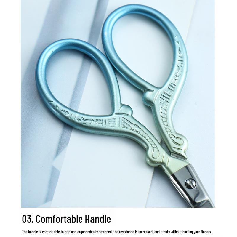 Gold-Plated Stainless Steel Crane Scissors Set for Cross-Stitch, Thread Snipping, and Tea Bag Opening