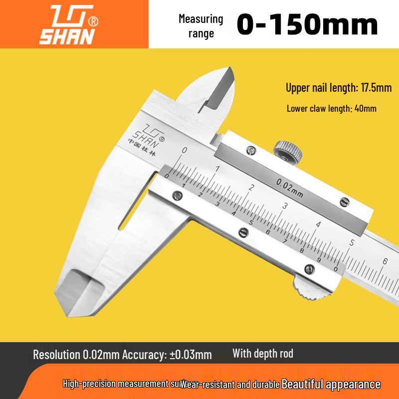 Guiliang Vernier Caliper 0-150/200/300/500MM High Precision Stainless Steel with Oil Marked Line, 0.02MM Accuracy