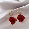 Fashionable Petal Earrings for Women Elegant Red Earrings