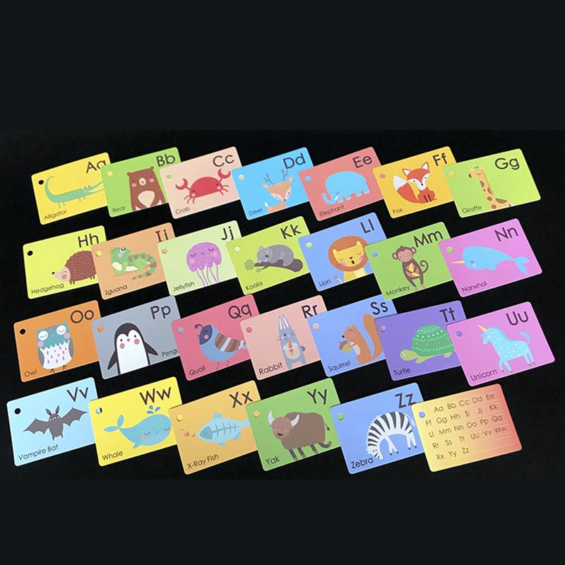 Montessori Toys for Children Early Learning English Flash Cards Educational Toys Kids Cognition Word Card Shape Animal Color Toy