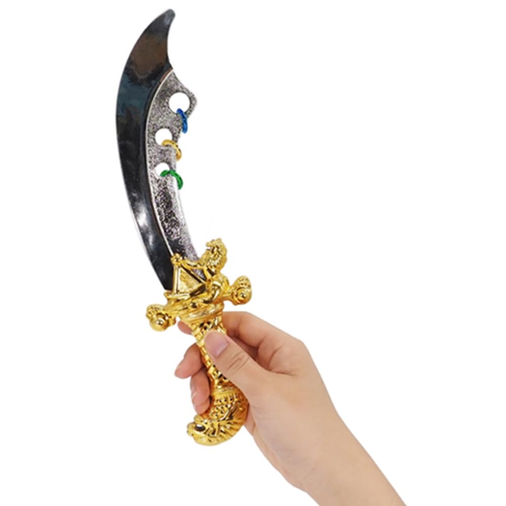 Mode Dela Casa Metallic Pirate Sword, Toy Pirate Sword, Gold, Silver, Blue, and Green with Lion Decoration, 27.5cm (Gold)