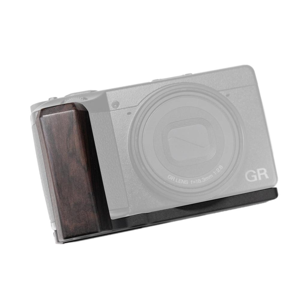 SIUTATDSH Camera Grip for Ricoh GR IV and GR4 Cameras, with L-Shaped Quick Release Plate, Solid Wood Handle, and Tripod Mount (Ebony Chalkboard)