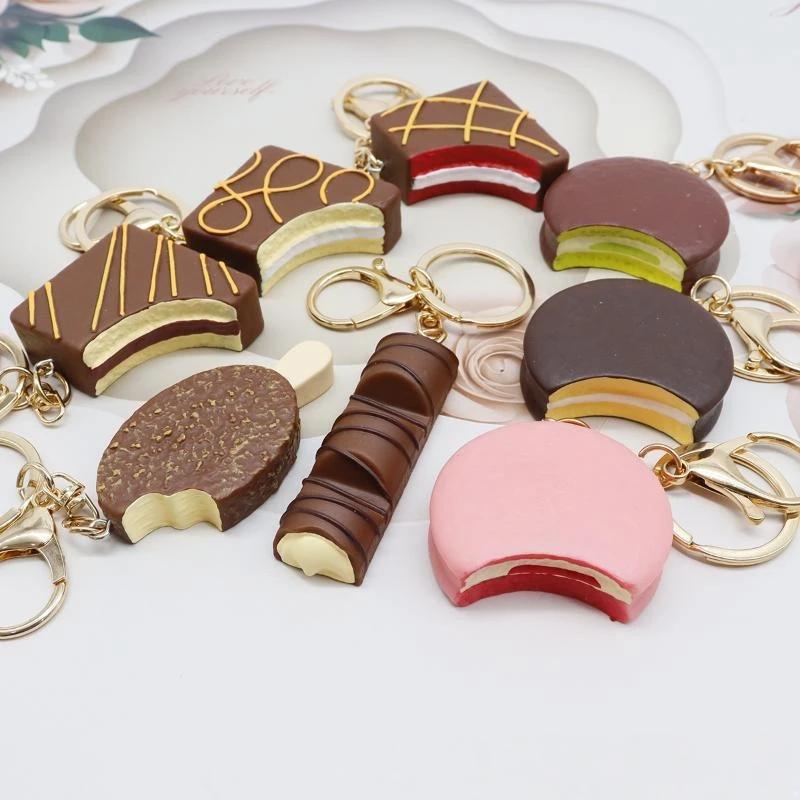 1Pcs Cute Ice Cream Keychain Mini Simulation Chocolate Pendant Versatile Bag Charm For Daily Decoration
