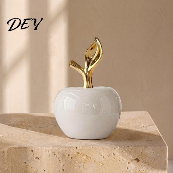 Leicht-Luxus Innenraumzubehör Harzäpfel Figur mit Blatt, Minimalistisches Obstornament, Elegante Wohnzimmer Tischornamente Kunsthandwerk