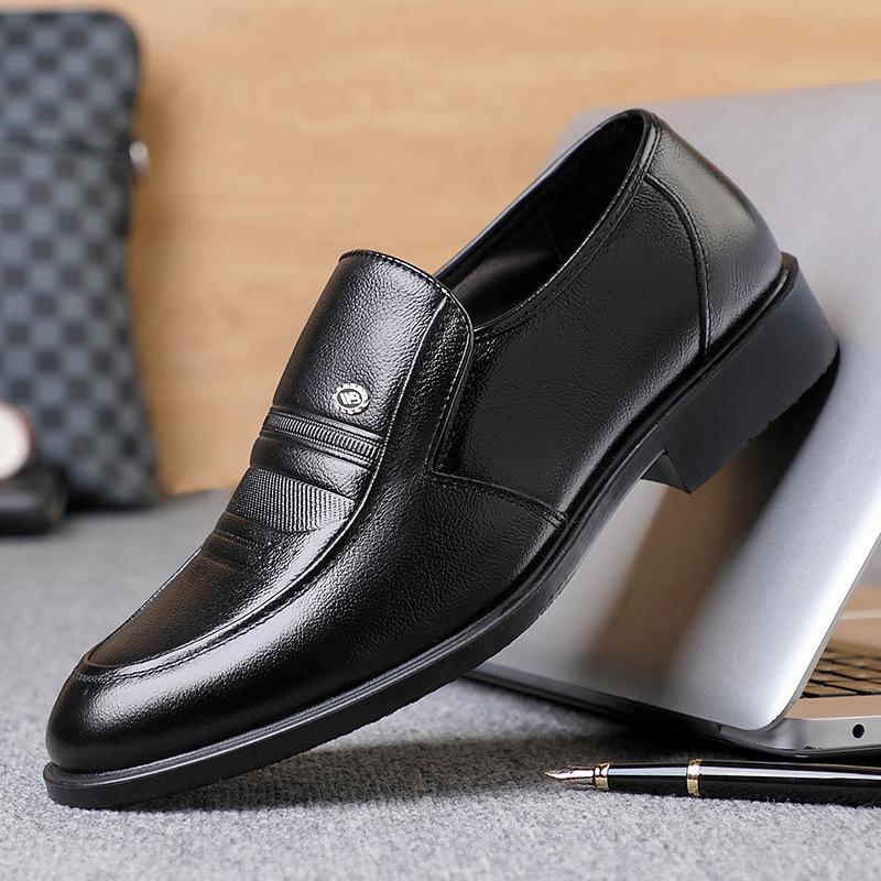 Leather Shoes Men's Spring Leather Business Dress Men's Middle-aged Old Leggings Dad Breathable Men's Shoes