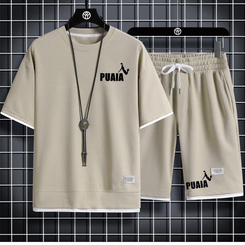 

Летняя мужская спортивная футболка + шорты, брендовые повседневные дышащие спортивные штаны в стиле хип-хоп, модная уличная одежда 2023