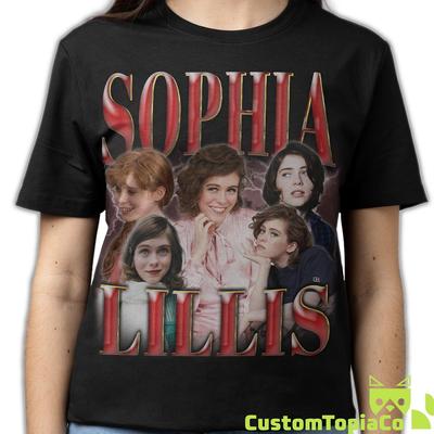SOPHIA LILLIS SKJORTA, Sophia Lillis Vintage T-shirt, Sophia Lillis Retro 90-tal Bootleg Hyllning Merch, Sophia Lillis Hyllning 80-tal Rap Tee Present till Fläkt