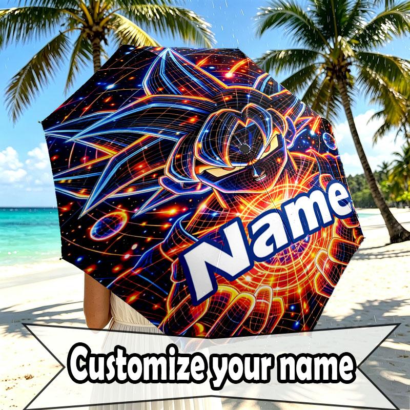 Parapluie Personnalisé Nom Personnalisé Imprimé DRAGON BALL, Ouverture/Fermeture Automatique, Structure Robuste à 8 Baleines, Utilisation Quotidienne, Camping, Randonnée, Cadeau d'Anniversaire