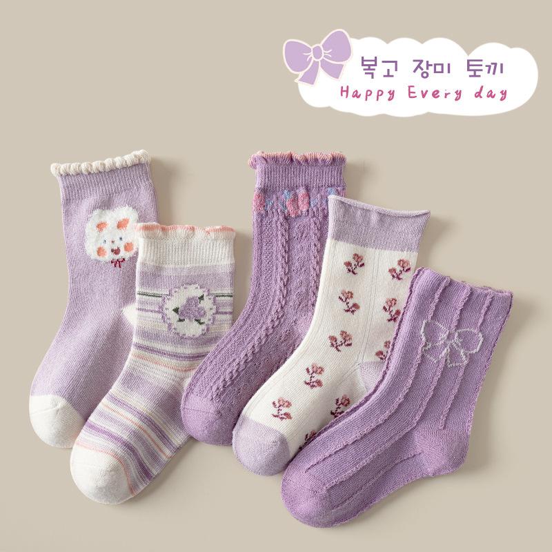Children Socks Kids Girls Paisley Cartoon Bear Pattern Infant Toddler Socks Little Baby Cotton Socks Autumn Winter