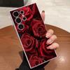Red Rose Pattern with Dew Drops Case for Samsung Galaxy S25 S24 Ultra S23 S22 S21 S20 FE Plus Soft TPU Slim Fit Shockproof Cover