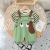 Kids Baby Boys Girls Summer Children Cartoon Striped T Shirt Pants Set Fashion Tracksuits