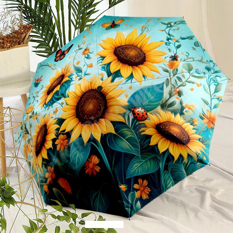 

Sunflower 2 (2) Automatic One-Button Umbrella - 8-Rib Durable Plastic & Iron Frame, Foldable Compact Design for Men & Women, P