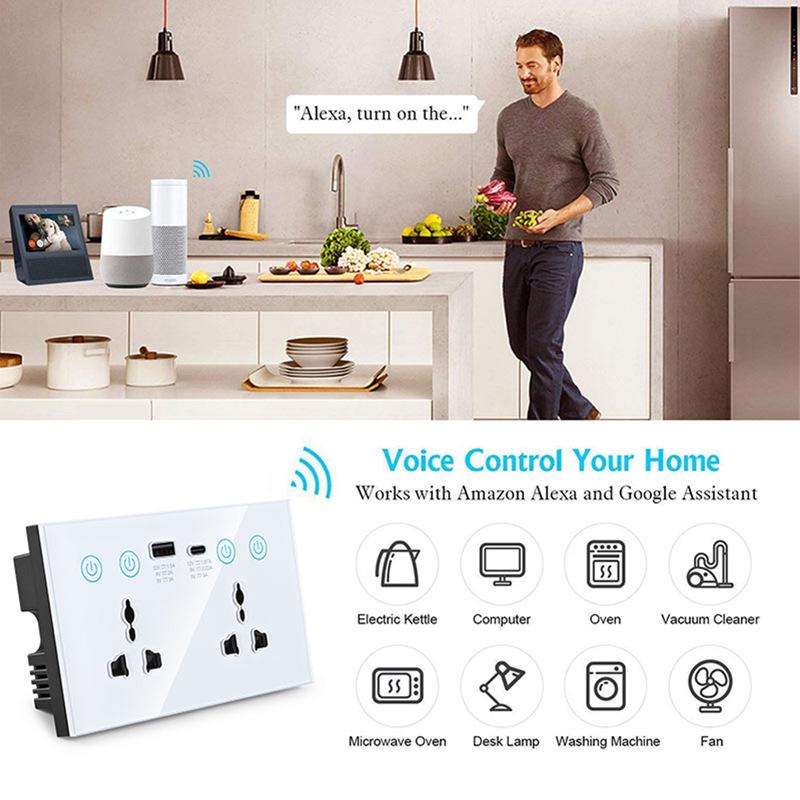 Tuya WiFi Smart Wall Socket with Alexa & Google Home Voice Control