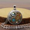 Steampunk Mechanical Gemstone Necklace Vintage Pendant Women's Versatile Sweater Chain Jewelry Accessory