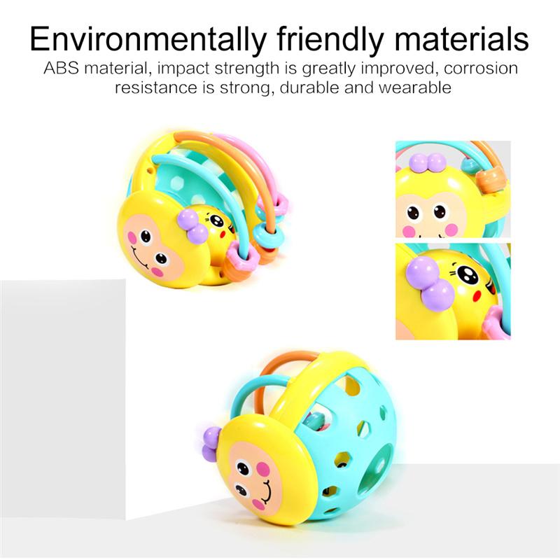 1 Pc Soft Rubber Cartoon Bee Hand Knocking Rattle Dumbbell Baby Early Educational Toys for Kids Preschool Tool Baby Rattle