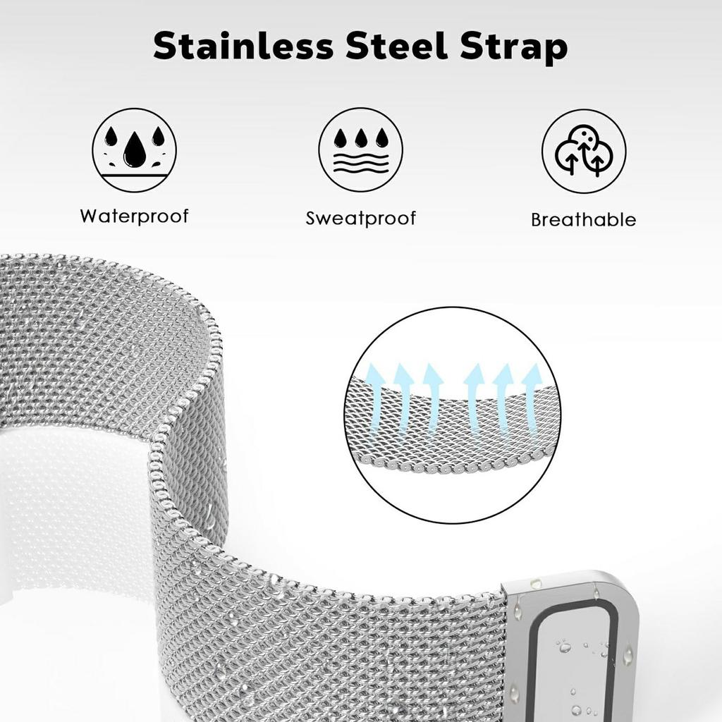 Silver Metal Strap for Apple Watch Series 10 Ultra 9 8 7 SE 6 5 4 3 2 1 46mm 49mm 45mm 44mm 42mm Magnetic Closure Milanese Watch Band
