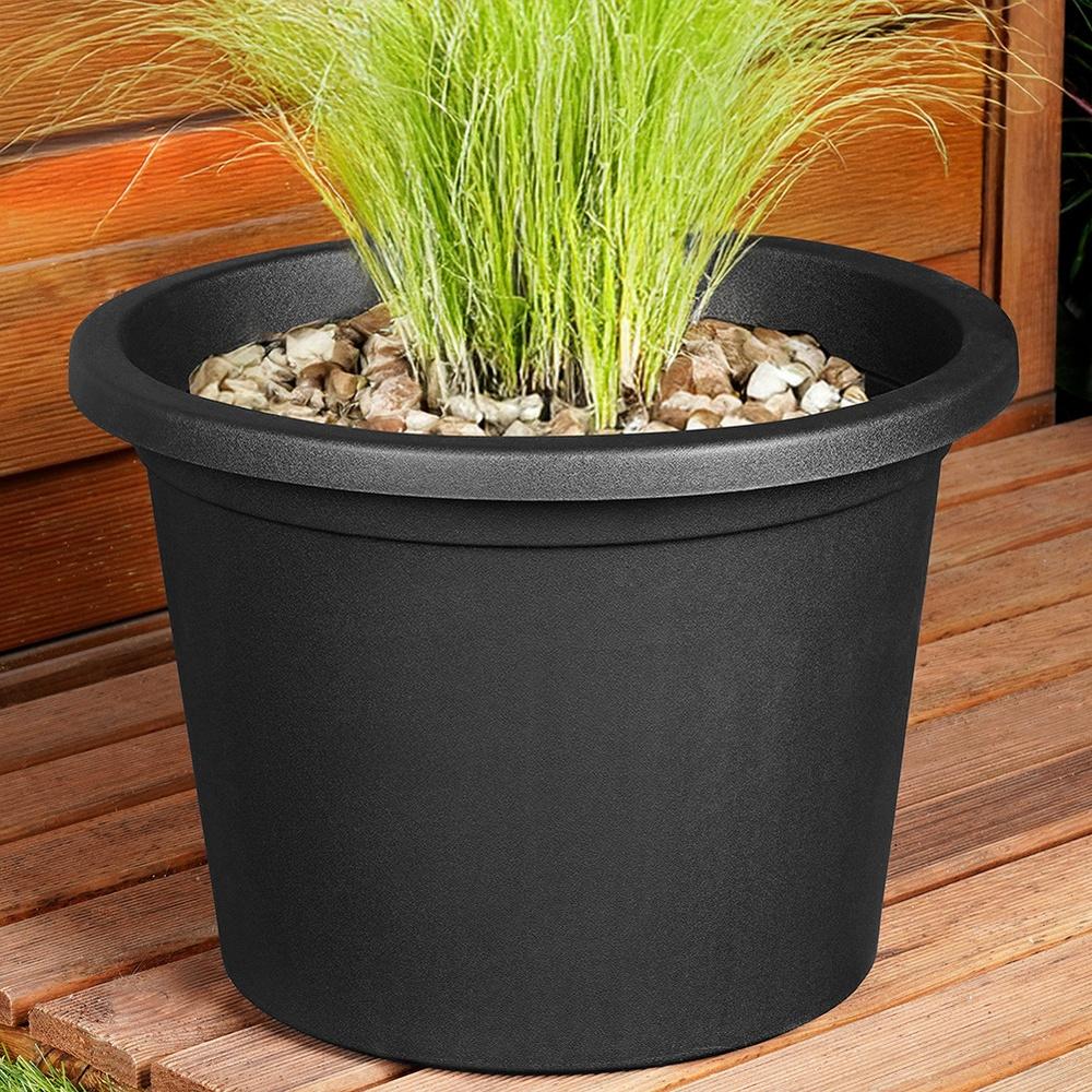 Large Garden Pot Outdoor Plastic Round Pot Black 34x24 cm