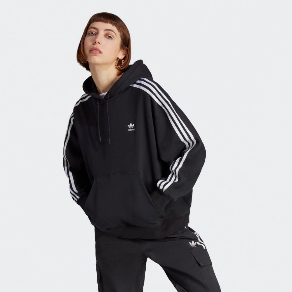 

Толстовка оверсайз Adidas с 3 полосками IK6488 ЧЕРНАЯ