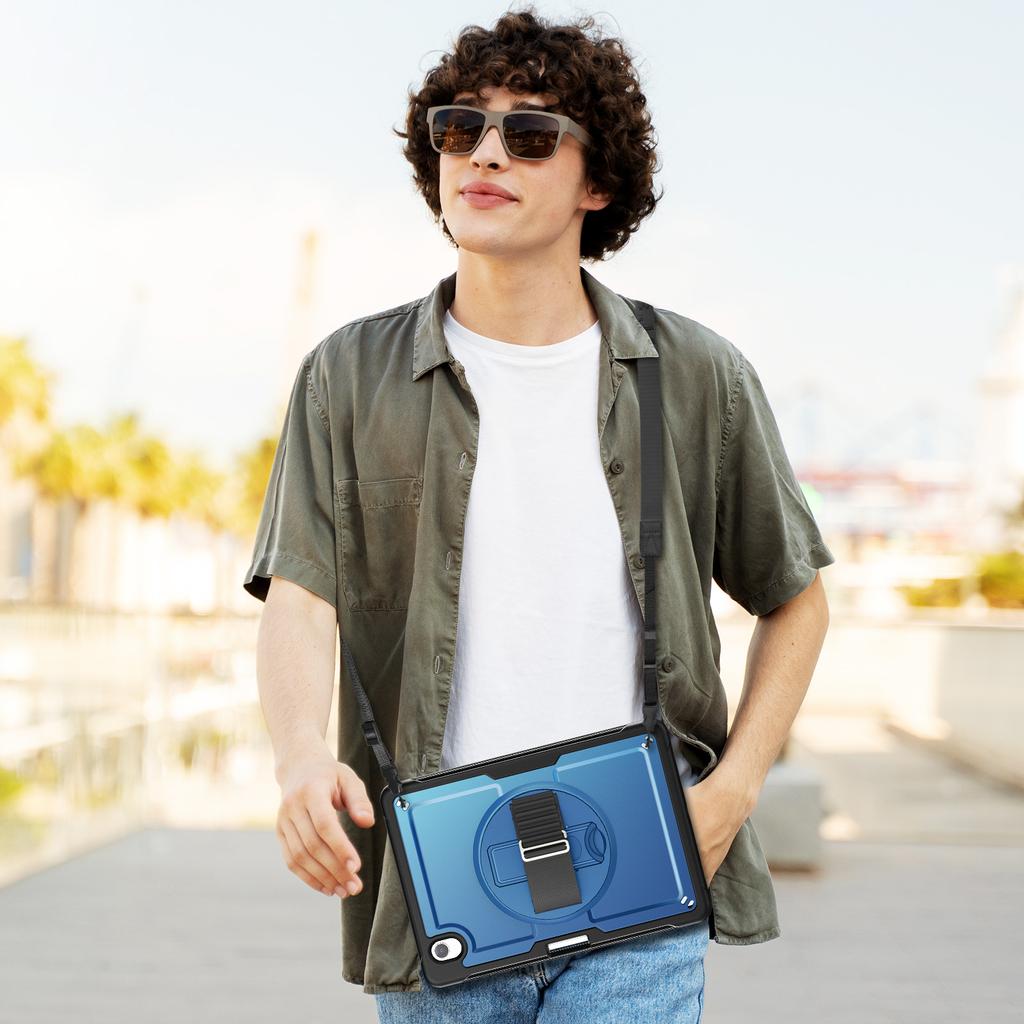 Für Samsung Galaxy Tab S11 Hülle mit Handschlaufe und Ständer PC + TPU Tablet-Abdeckung mit Schultergurt und Stifthalter