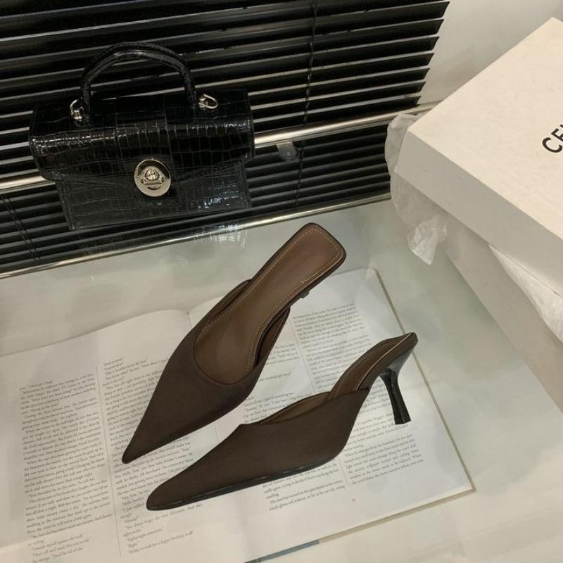 2025 New Womens Slippers Pointed Leopard Print Thin-heeled Slippers Luxury High-heeled Single Shoes Women Muels Slippers