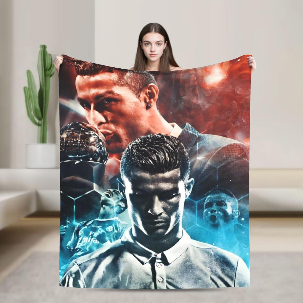 Football CR7 Blankets Coral Fleece Plush Ronaldos Ultra-Soft Throw Blanket for Outdoor Travel Bedspread