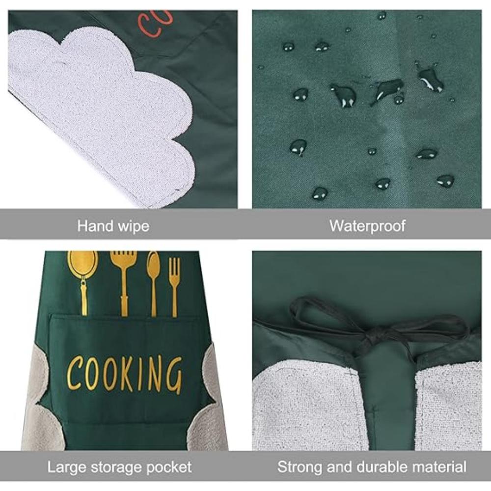 1pc Stylish Polyester Apron with "COOKING" Print - Thick Waist Design, Durable & Easy-Clean, Perfect for Home Kitchen Wear, Cook