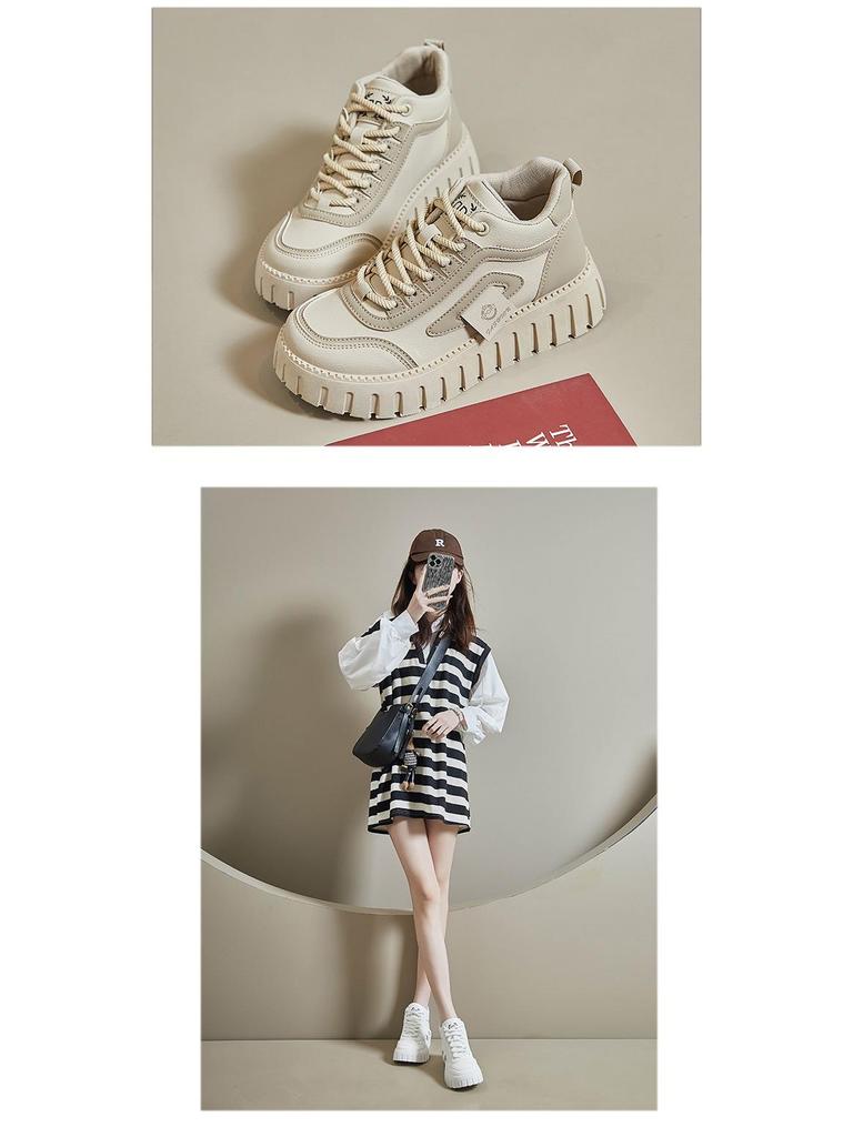 2025 Spring Korean Style Women's High-Top White Sneakers with Thick Soles - Street Style KT12261.