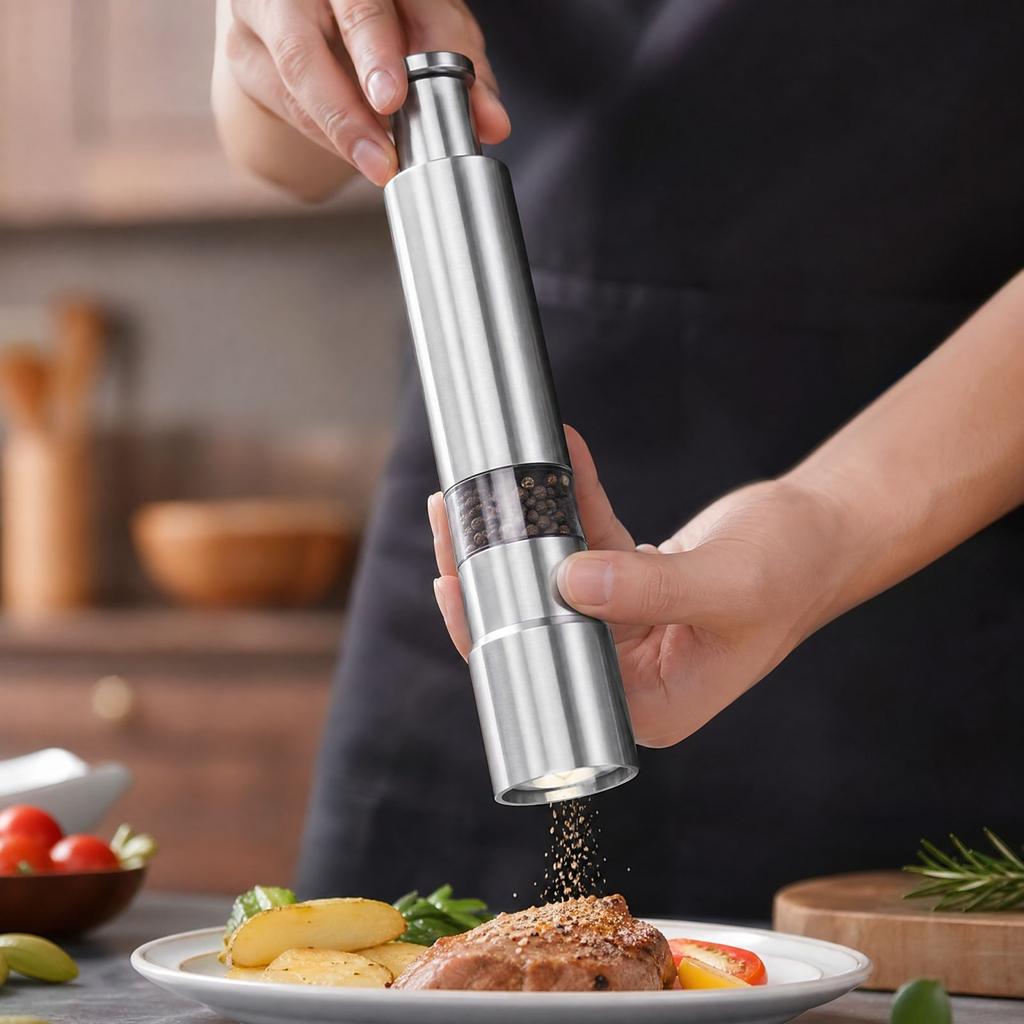Stainless Finger Grinder Bottle for Kitchen and Dining Table