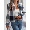 Autumn Women's Casual Plaid Long Sleeve Tweed Jacket