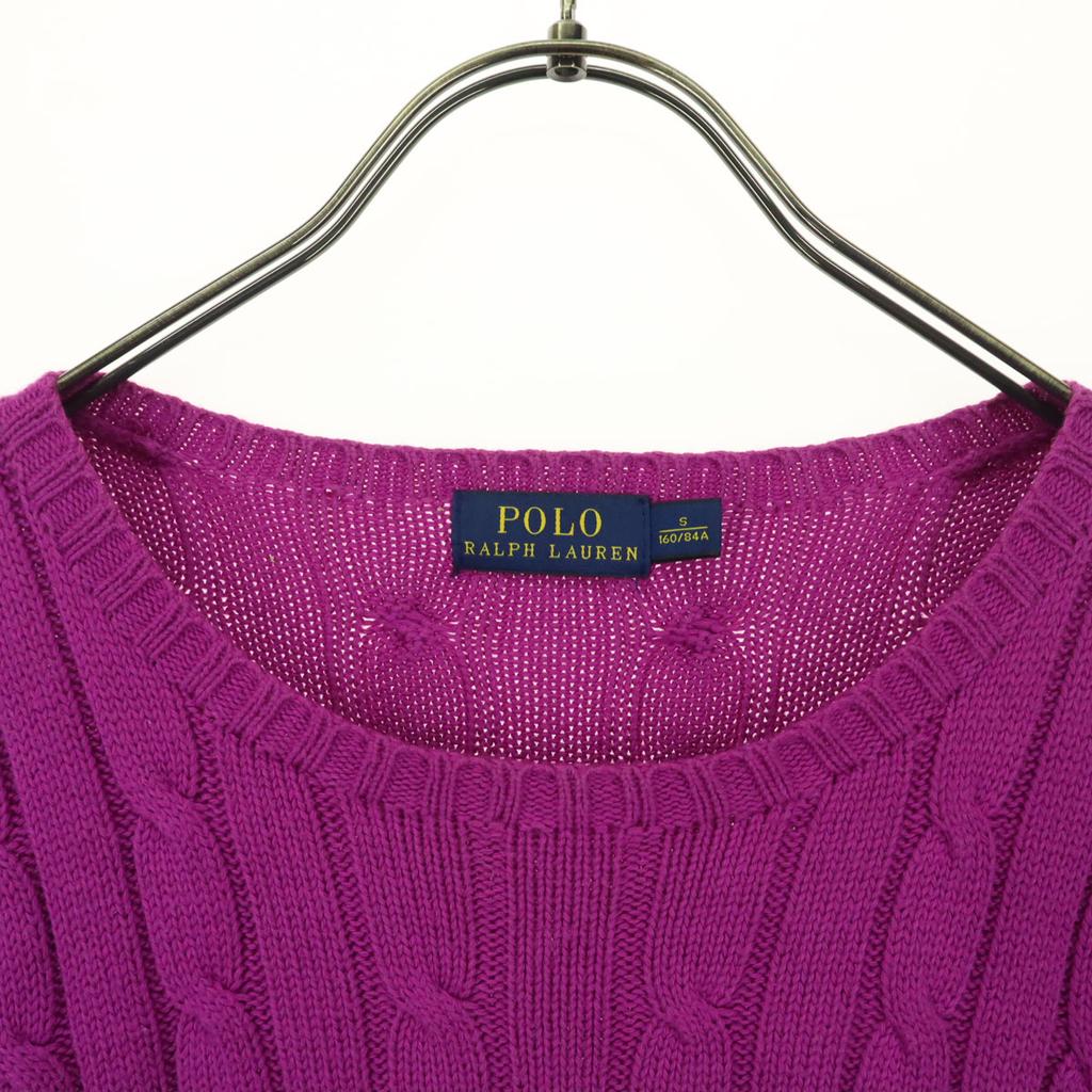 Beauty products POLO RALPH LAUREN One point logo Long sleeve Cable knit cotton knit Women Used