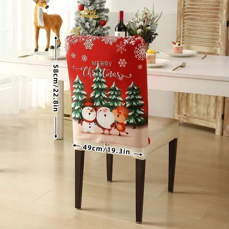 1/2/4/6pcs Christmas Chair Back Cover Stretch Dining Chair Covers Protector Xmas Gift Party Banquet Xmas Decoration New Year