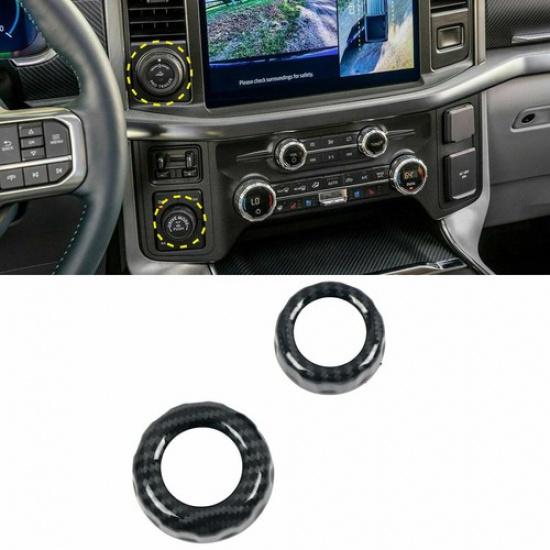 Four-wheel Drive & Trailer Switch Knob Trim Ring For Ford F150 +Carbon Fiber