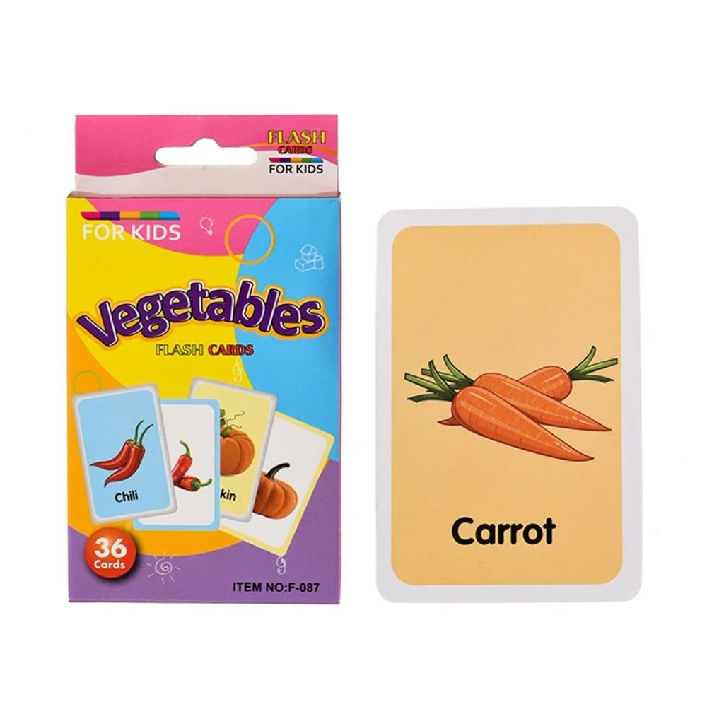 36 Cards/Box English Cognitive Card Animal Shape Fruit Color English Words for Baby Early Learning Educational Toy