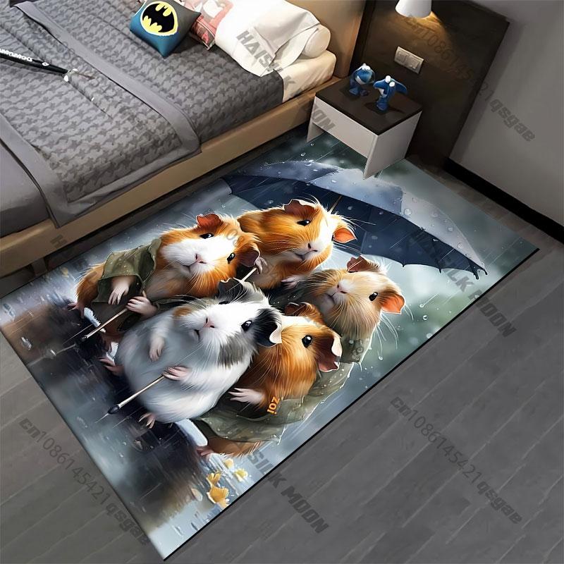 Guinea pigs sharing umbrella rain carpet Yoga living room room decor children's crawling mat doormat area rug games mat