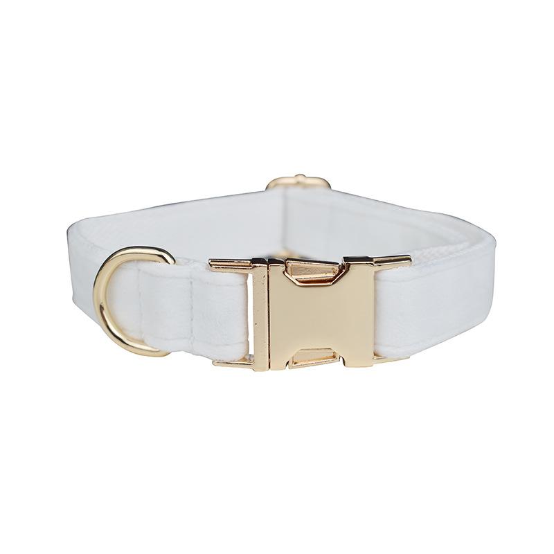 Pure white velvet pet collar leash dog chest strap, dog walking leash dog chain dog neck collar dog chest back XS
