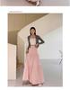 2026 New Style Women's Pink French Cake Skirt with Elastic Waistband - Spring/Summer Loose Slimming Half Skirt