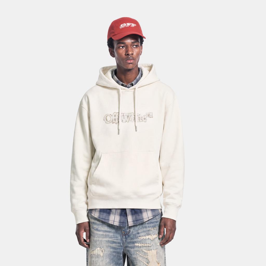 OFF WHITE Bluzy Unisex Ekri z Kapturem Niewyjmowanym Umiarkowany Prosty Krój OFFSWGLOGA05R