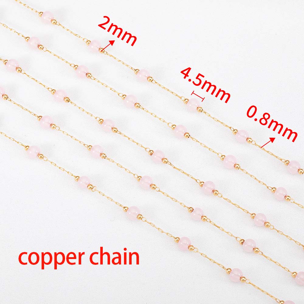 

1M Stainless Steel Beaded Chain Elegant White Glass Flat Beads Gold Color Chains for DIY Women Necklace Bracelets Jewelry Making 1 meter