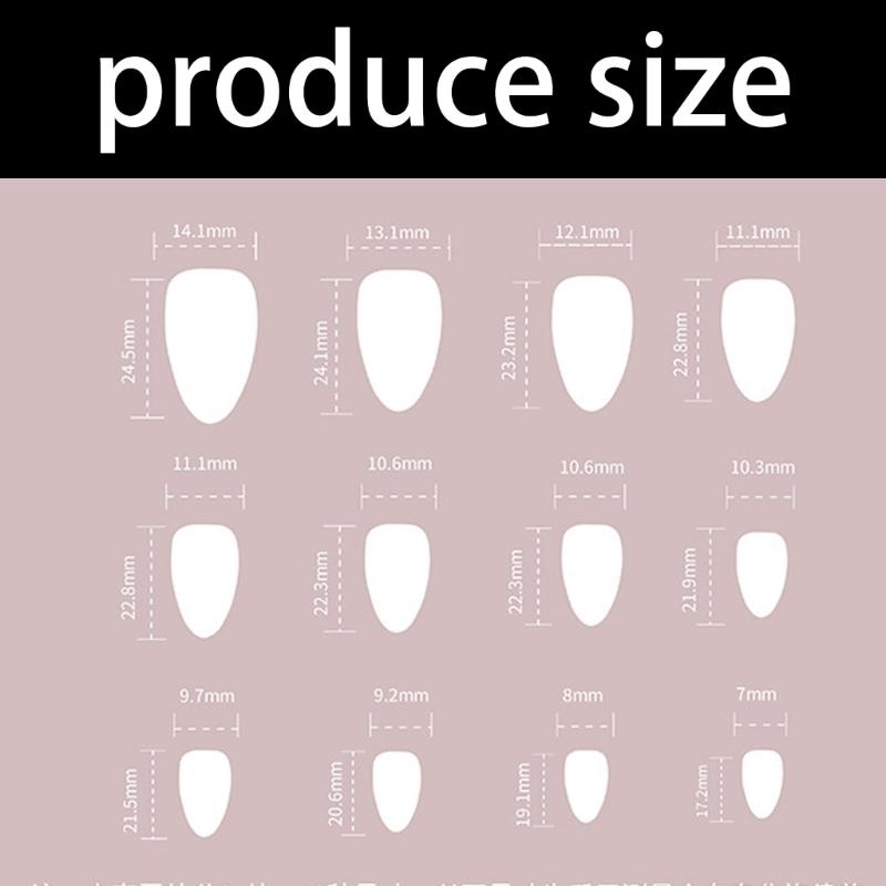 24 Pcs Almond Shape Press On Nail French Tip Acrylic False Nail Glossy Artificial Nail Flowers Stick On Nail for Party