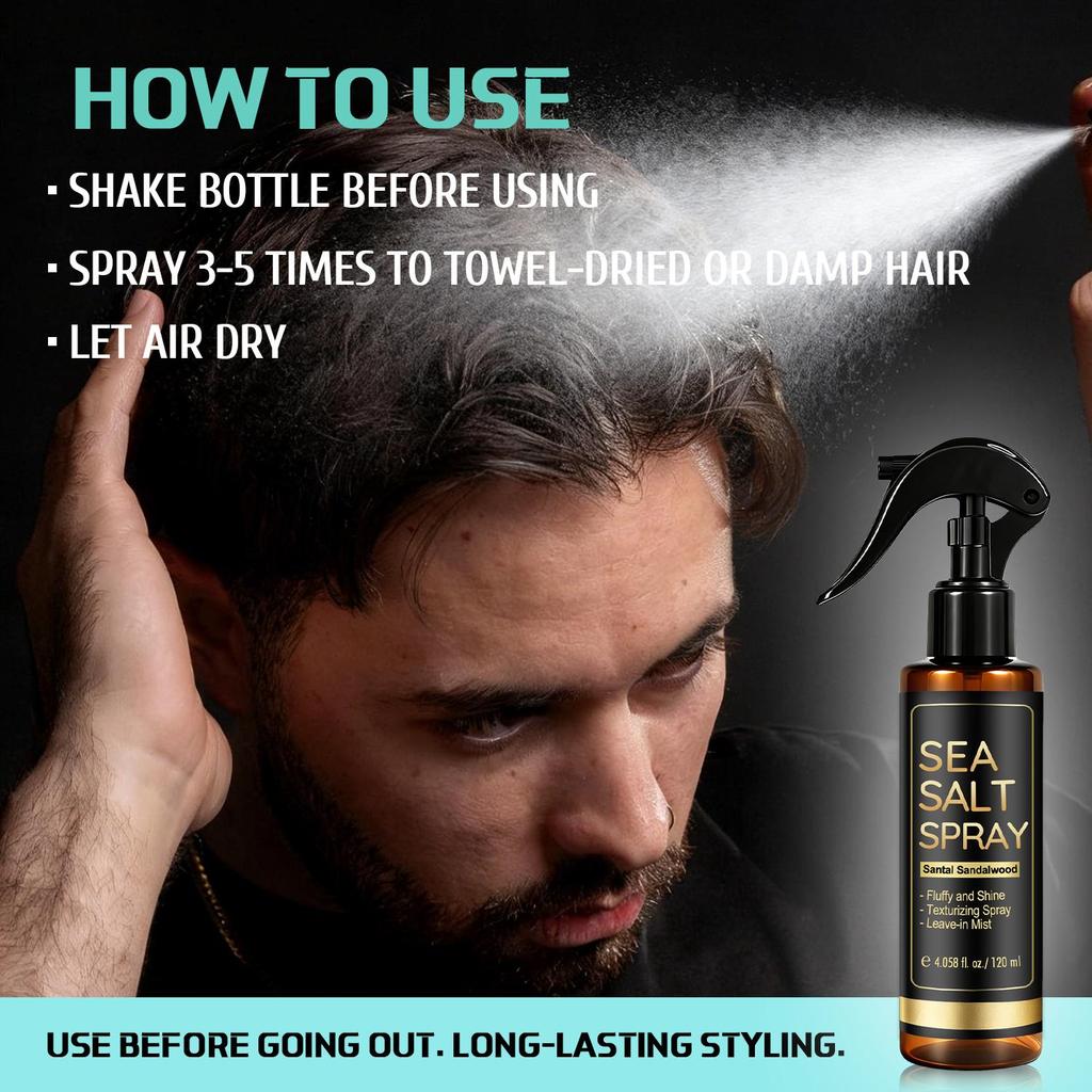 Sea Salt Spray-Soft For A Clean Look- And Shine And Texture-Gives A Light Hold And Low-Suitable For All Hair Types, 120ml