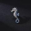 Rinhoo Sparkling Rhinestone Seahorse Brooches Fashion Cute Sea Animal Brooch Pins for Kids Women 3 Color Available Badge Jewelry