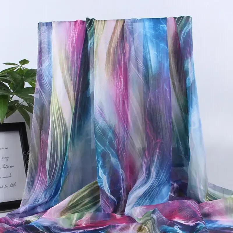 100x150cm Gradient Color Chiffon Fabric For Silk Scarves Women Summer Sheer Dress Skirt DIY Sewing Craft Supplies Silk Material