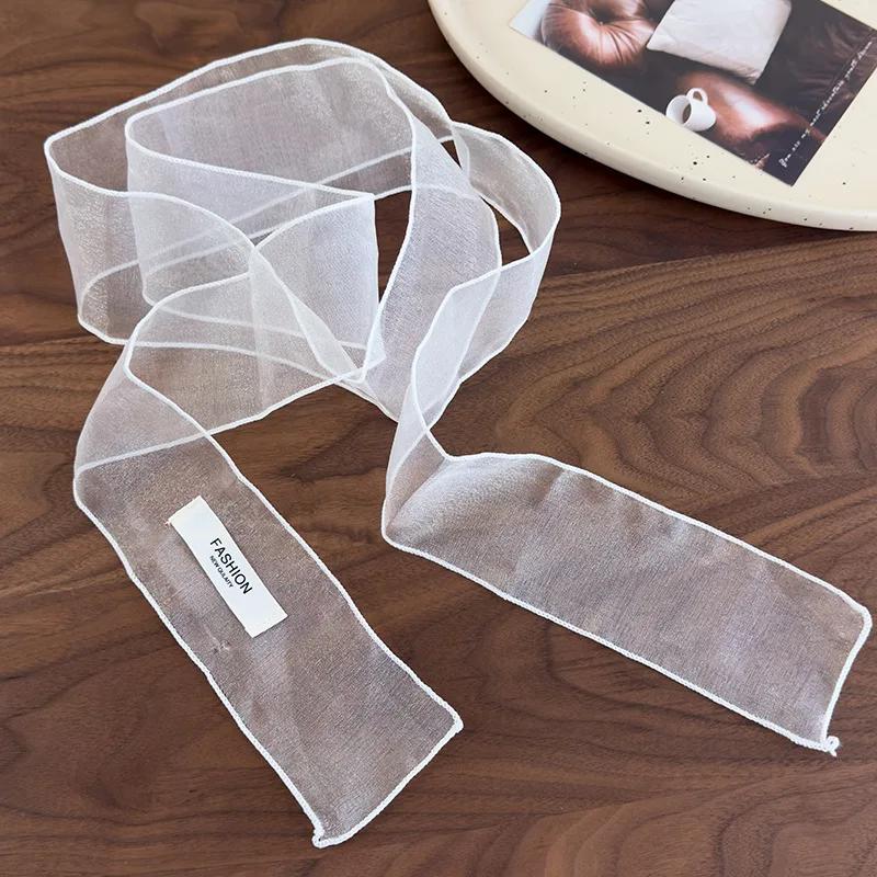 

Модный новый флюоресцентный шелковый шарф однотонная лента повязки на голову женский высококачественный органзовый платок леди вечерний шарф аксессуар