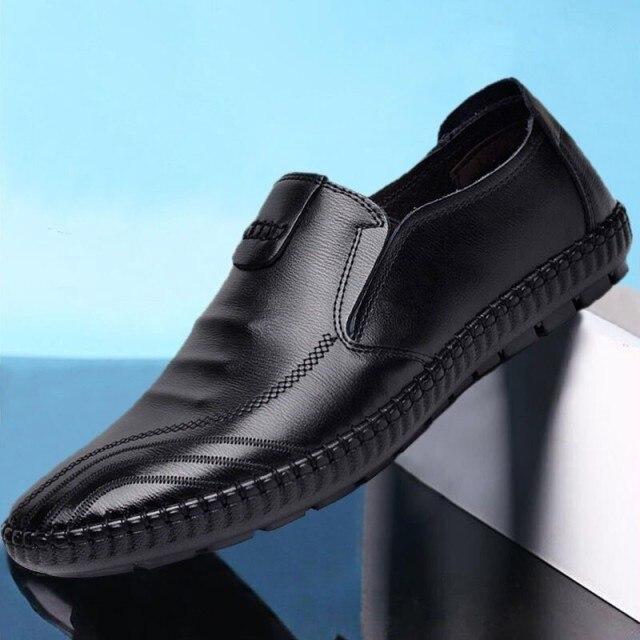 Men 'S Winter Leather Casual Shoes Soft Noodle Loafers Cotton Shoes Velvet Cotton Comfortable Dress Shoes For Men Male