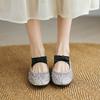 Krazing Pot crystal beading Fashion Spring Size 42 41 Low Heels Women round Toe Shoes Ballet Dance Shallow Flats