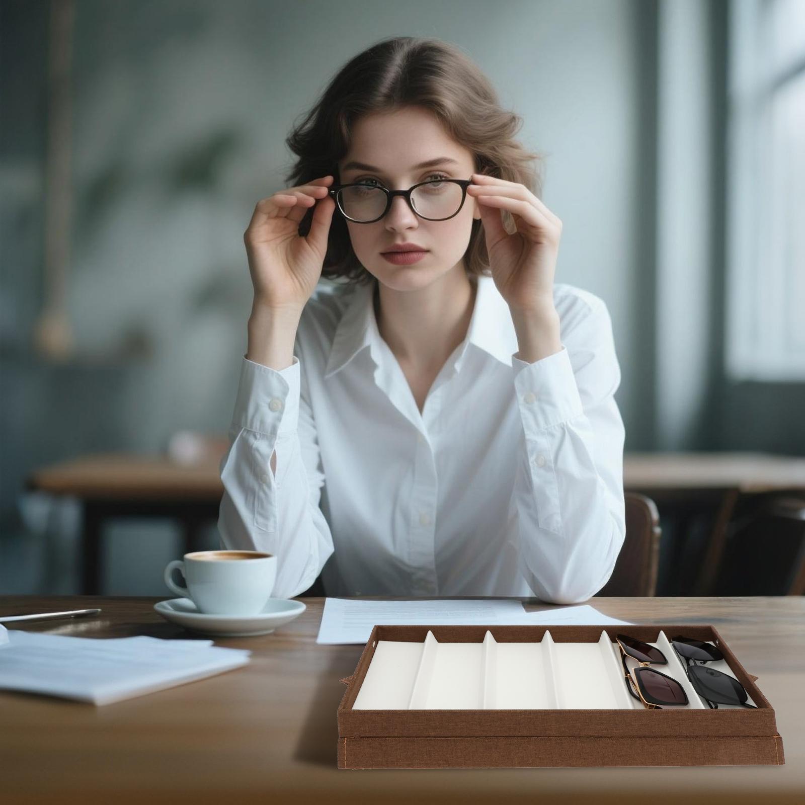 

Sunglasses Storage Organizer 6 Slots Oxford Cloth Glasses Storage Box Multifunctional Eyewear Cases for Watch Jewelry Small 15.16x6.89x1.57inch