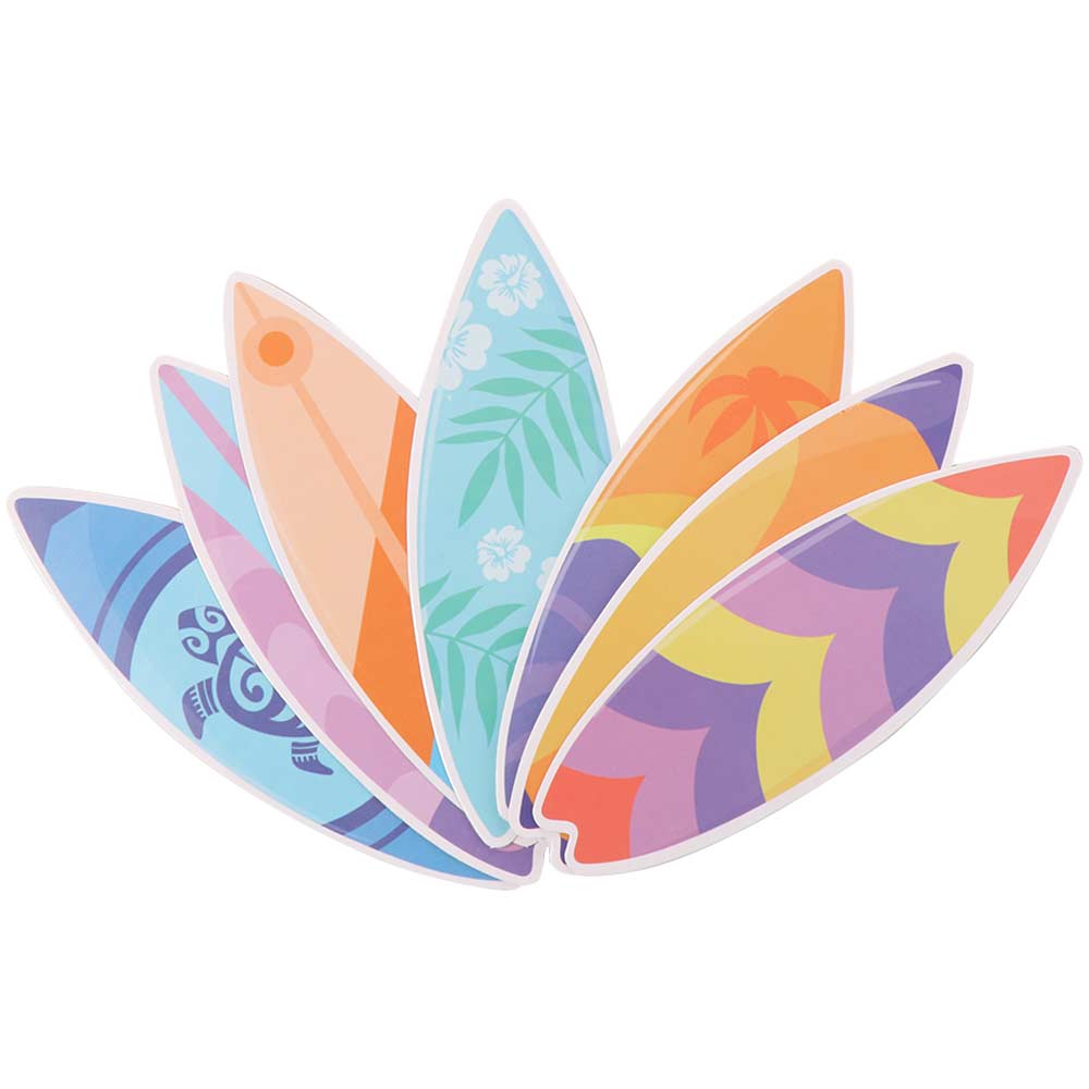 60 Stück Sommer-Thema Hawaiianische Surfbrett-Aufkleber Wasserdicht Strandparty-Dekoration Poolparty