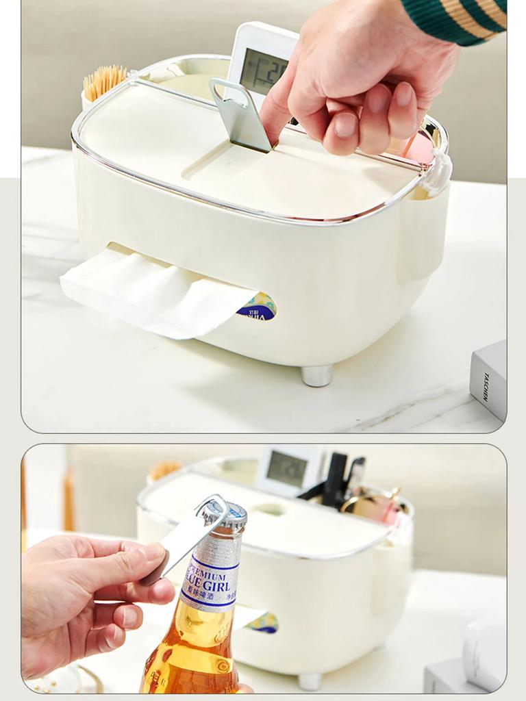 Multi Functional Tissue Storage Box Napkin Holder Living Room Office Desktop Sundries Organizer Paper Tissue Case