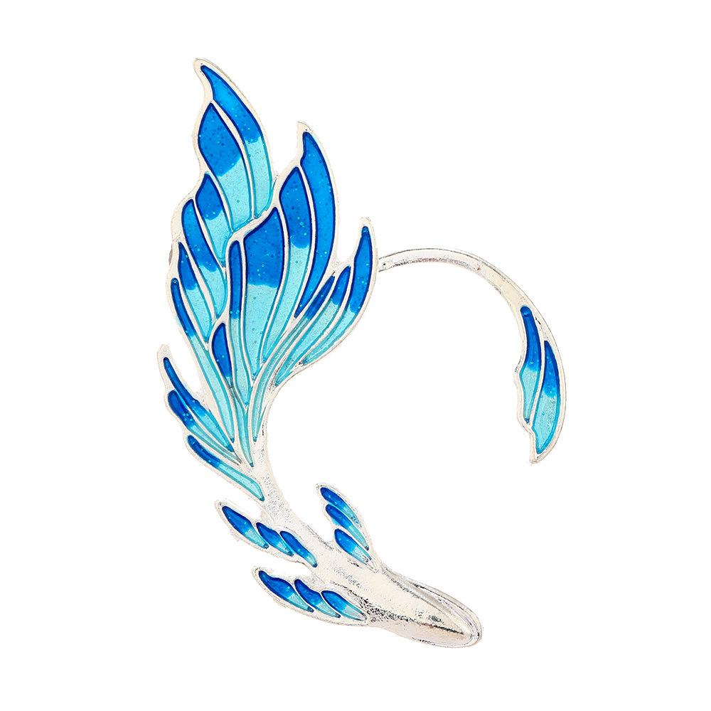 Fashion Versatile Niche Drip Oil Alloy Temperament Earrings Creative Gradual Change Blue Fishtail Stud Earrings