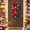 4pcs Simulated Snow Falling Artificial Pine Branch Wall Mounted Poinsettia Flower  Home Party